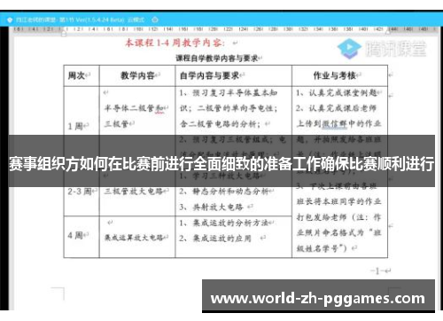 赛事组织方如何在比赛前进行全面细致的准备工作确保比赛顺利进行