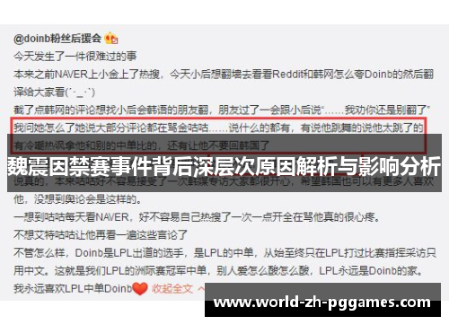 魏震因禁赛事件背后深层次原因解析与影响分析